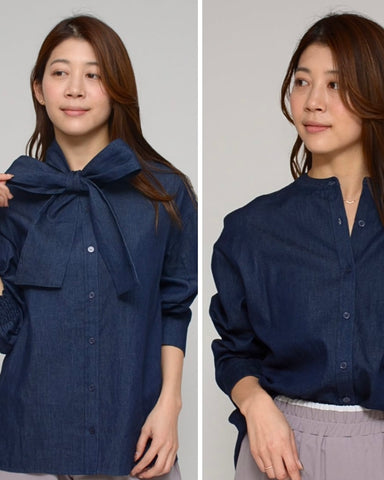 3月6日ライブ<br>Praia<br> コンバーチブル・ダンガリーブラウス