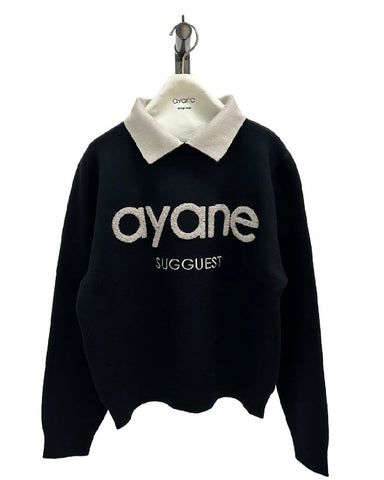 ayane予約<br>ステンカラーロゴニット