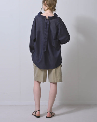 Herencia<br>Denim-like Back Ribbon Blouse