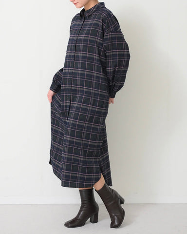 Herencia<br> Tartan Back Ribbon Shirt Dress