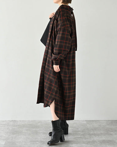 Herencia<br> Tartan Back Ribbon Shirt Dress