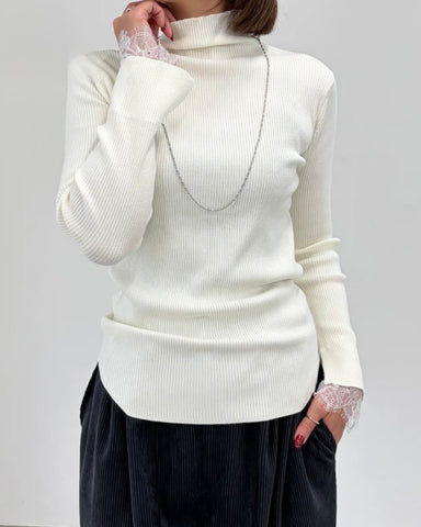 mink chair<br> レースレイヤードスリーブニット