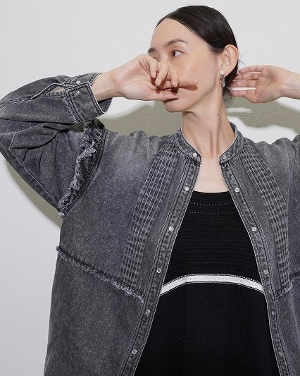 CYAN TOKYOご予約<br> ピンタックフリルウエスタンシャツ