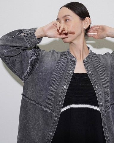 CYAN TOKYOご予約<br> ピンタックフリルウエスタンシャツ