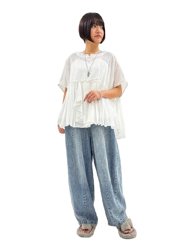 ayane予約<br>バレルレッグデニムパンツ