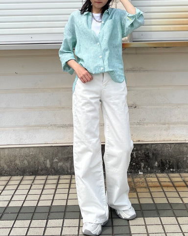 インスタライブ BLUE F RONCE <br> ストライプリネンシャツ