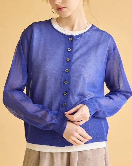 SUGAR ROSE<br>シアーボタンカーディガン