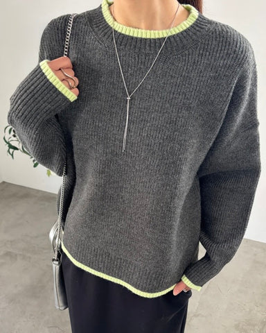 mink chair<br> バイカラーライン畦編みニット