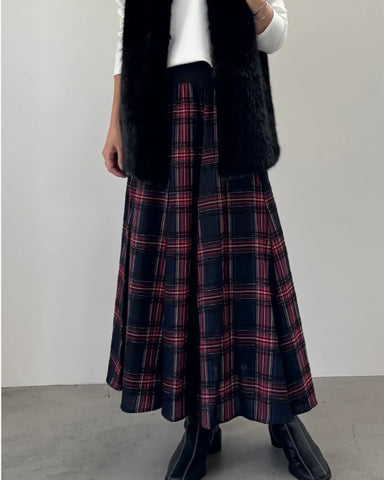 mink chair<br> モールチェックウエストリブスカート