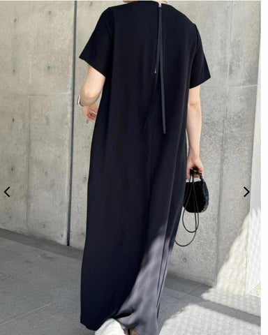 anana<br> 速乾シンプルAライン半袖マキシワンピース
