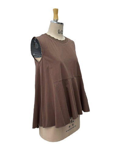 ayane予約<br> 襟ぐりニットフレアタンクトップ