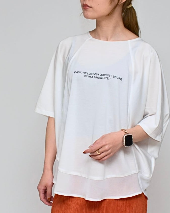 4月3日ライブ Praia<br>シルケット綿・シフォンヘムTシャツ