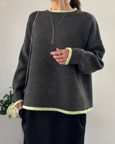 mink chair<br> バイカラーライン畦編みニット