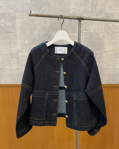 10月13日ライブ<br> MargauxVintage <br> 再入荷gold button no collar denim jacket