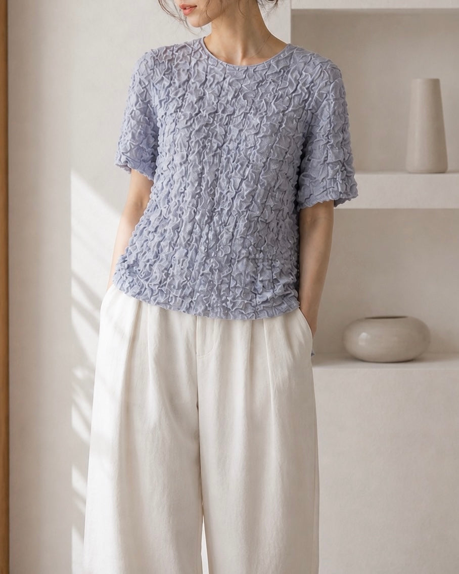 cafune<br>シャーリングエンボス風半袖トップス