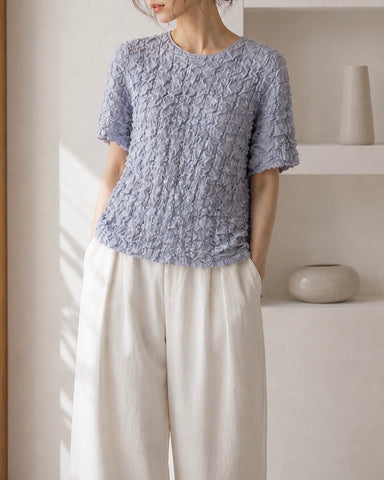 cafune<br>シャーリングエンボス風半袖トップス