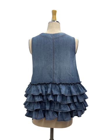 ayane予約<br> シアーデニムフリルベスト