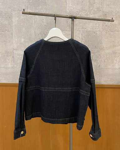 10月13日ライブ<br> MargauxVintage <br> 再入荷gold button no collar denim jacket
