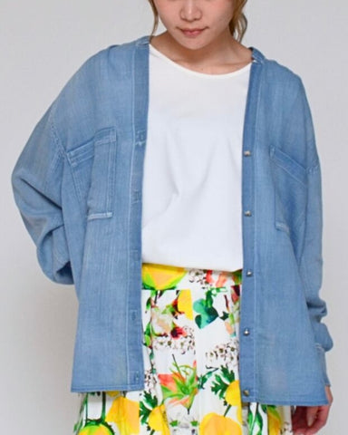 Praia<br>シアーデニム・スキッパーシャツ