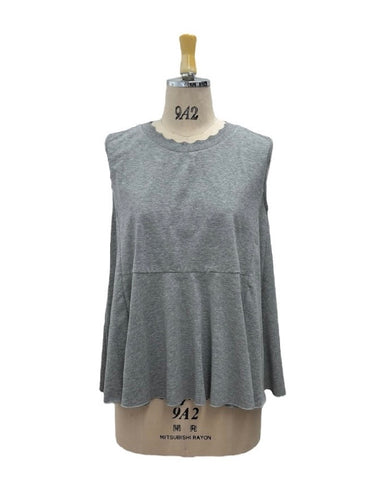 ayane予約<br> 襟ぐりニットフレアタンクトップ