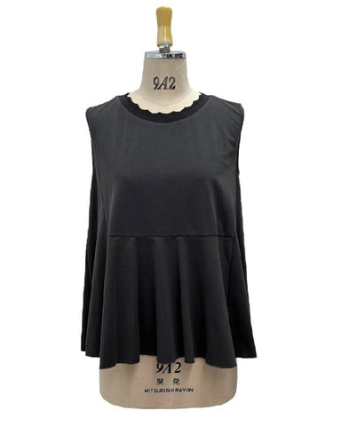 ayane予約<br> 襟ぐりニットフレアタンクトップ