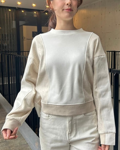 Praia<br> ボンバーヒート×デニム切替えコンビトップス