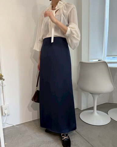 cafune<br> side piping satin skirt