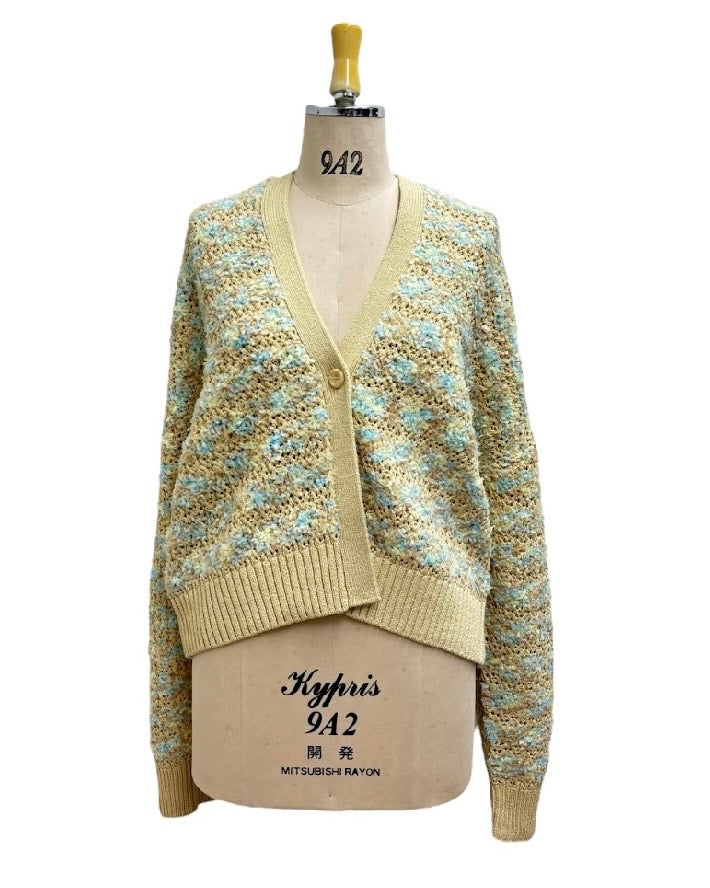 ayane予約<br> リボンヤーンボーダーニットカーディガン