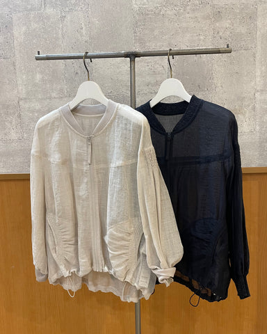 BLUE F RONCE<br>リネン混シアーZIP