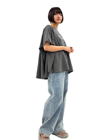ayane<br>ポンチョ型ロゴTシャツ