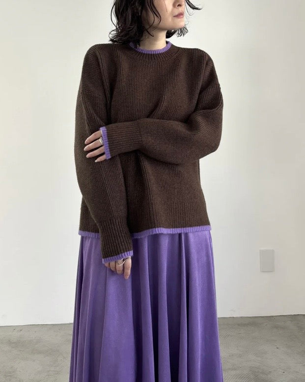 mink chair<br> バイカラーライン畦編みニット