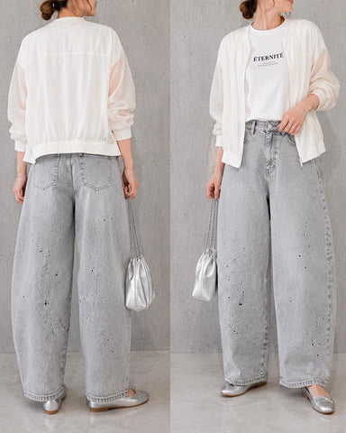 ayane<br>グレイッシュデニムバレルレッグパンツ