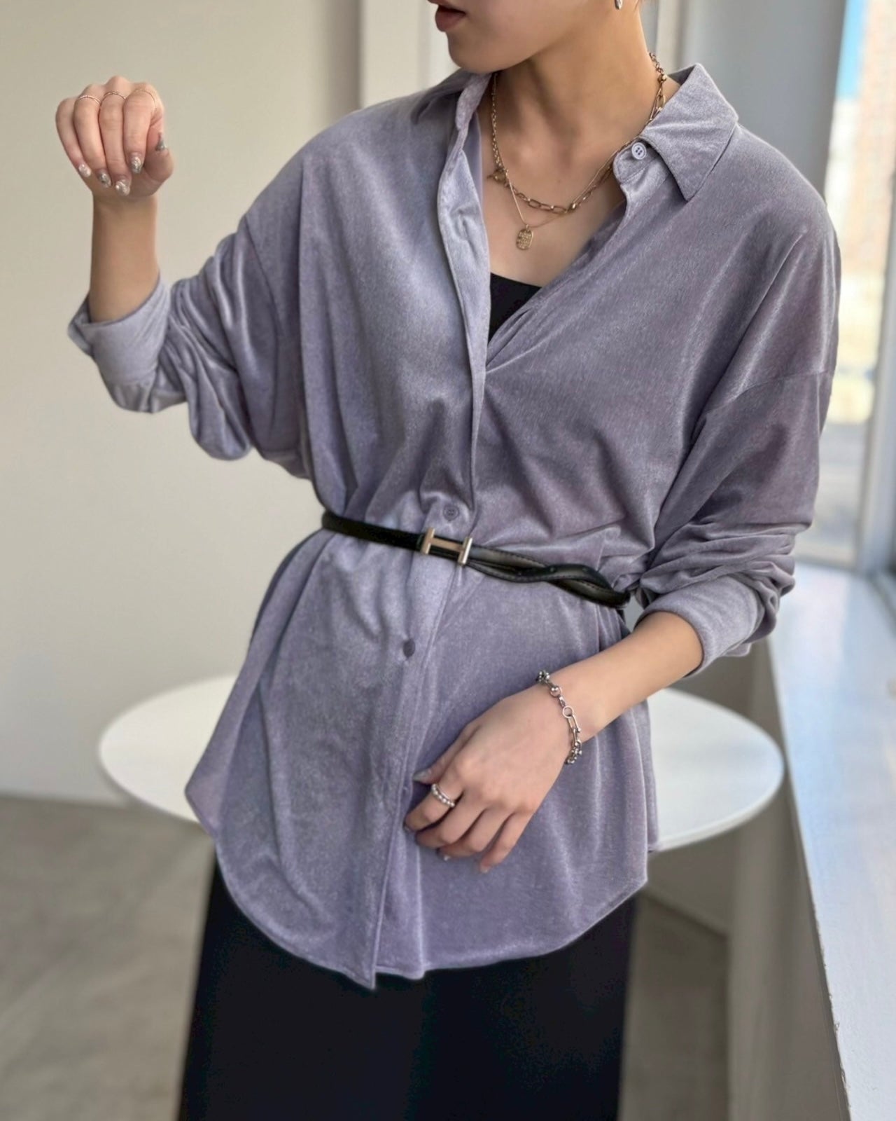 9月21日ライブ cafune<br> velour relax shirt