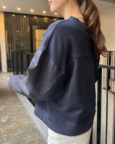 Praia<br> ボンバーヒート×デニム切替えコンビトップス