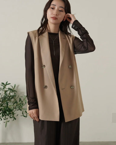 mink chair<br> ツイルダブルブレストジレ