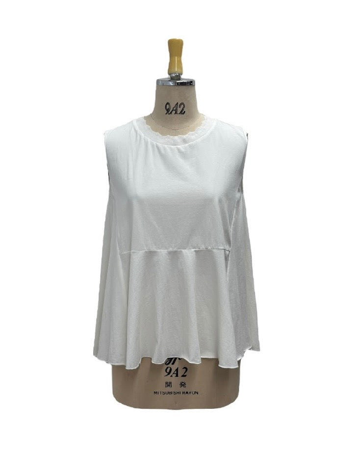 ayane予約<br> 襟ぐりニットフレアタンクトップ