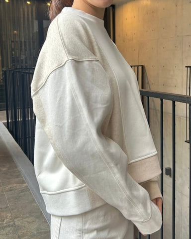 Praia<br> ボンバーヒート×デニム切替えコンビトップス