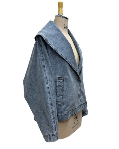 ayane予約<br> ショールカラーデニムダブルジャケット