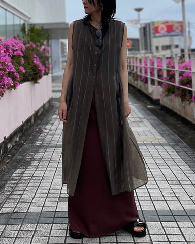 4月3日ライブ Margaux Vintage<br>シアーストライプノースリーブPO