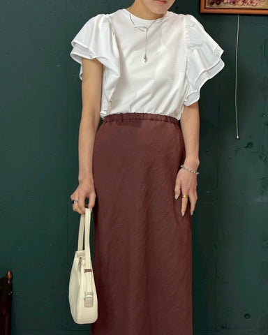 cafune<br>マテリアルコンビフレアースリーブプルオーバー