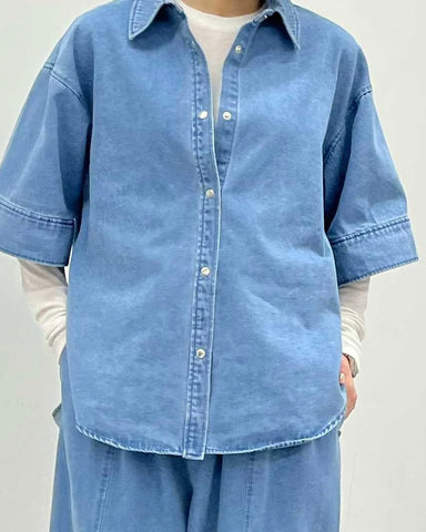 3月6日ライブ HERENCIA<br> Denim Short Sleeve Blouse