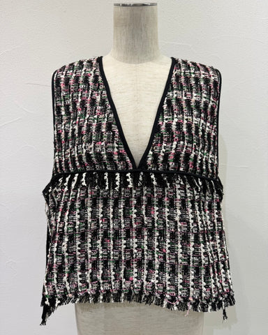 CYAN TOKYOご予約<br> バックオーバートリムツイードベスト