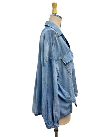 ayane予約<br> シアーデニムショート丈シャツ