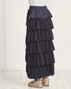 USU予約<br> ツイル＆デニム＆ムラ染 スカート