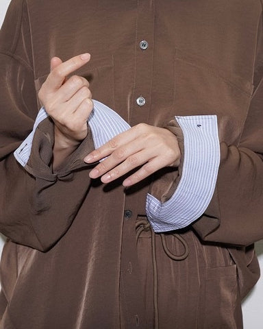 CYAN TOKYOご予約<br> アームドレープグロッシーオーバーシャツ