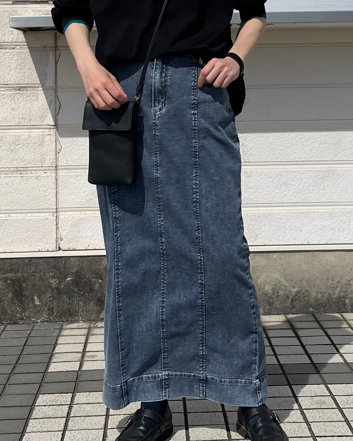 ayane<br> デニム地ペンシルスカート