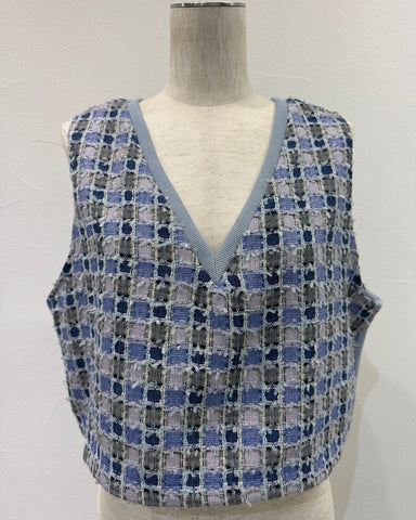 CYAN TOKYOご予約<br> フリンジツイードリブベスト