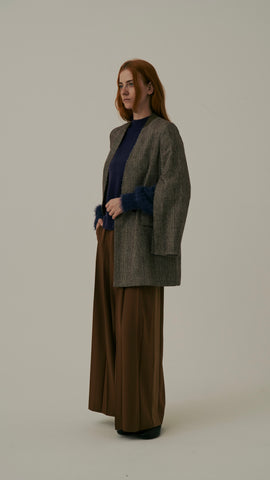 Boutique Ordinary<br> Collar-less Double Long Jacket