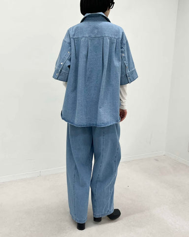 3月6日ライブ HERENCIA<br> Denim Short Sleeve Blouse