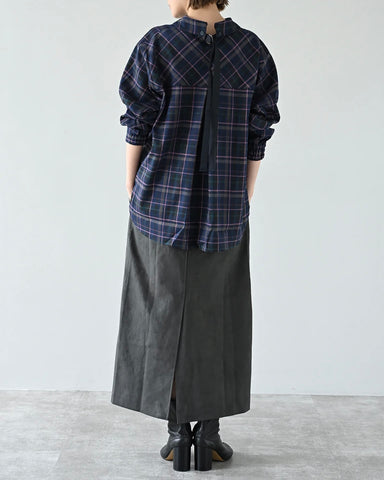 Herencia<br> Tartan Back Ribbon Shirt Blouse